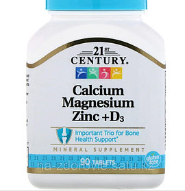 21st Century Calcium Magnesium Zinc+D3, 90 таблеток