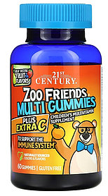 Zoo Friends, мультивитаминные жевательные мармеладки, плюс дополнительный витамин C