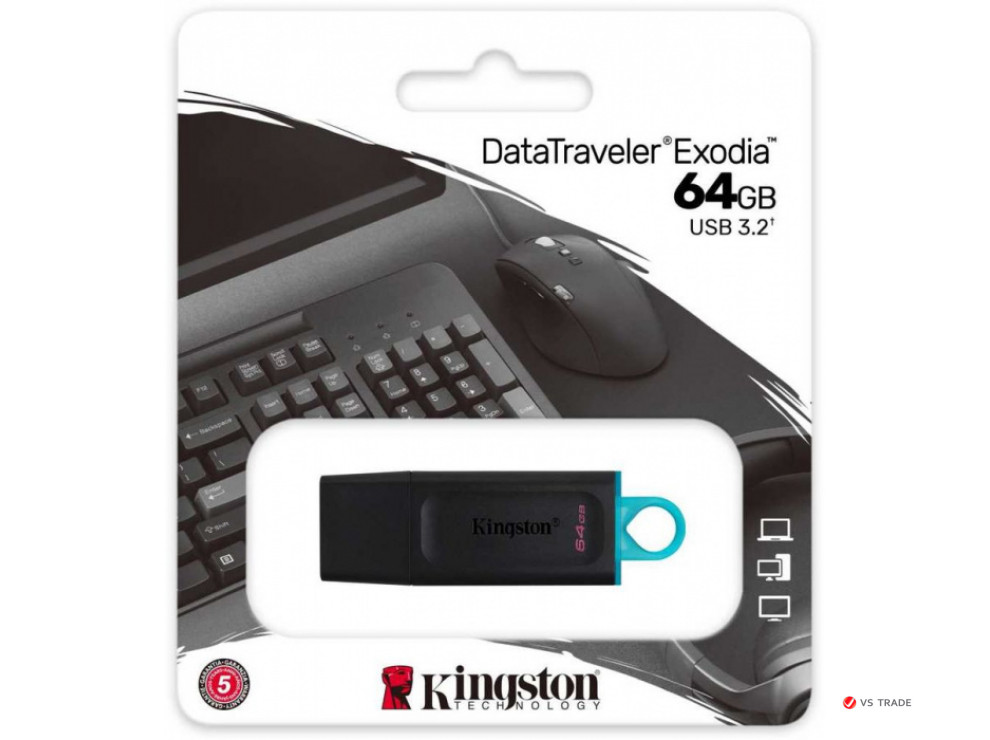 USB- Flash Kingston DTXM/64GB, USB 3.2 Gen 1, черный пластик - фото 1 - id-p103677264
