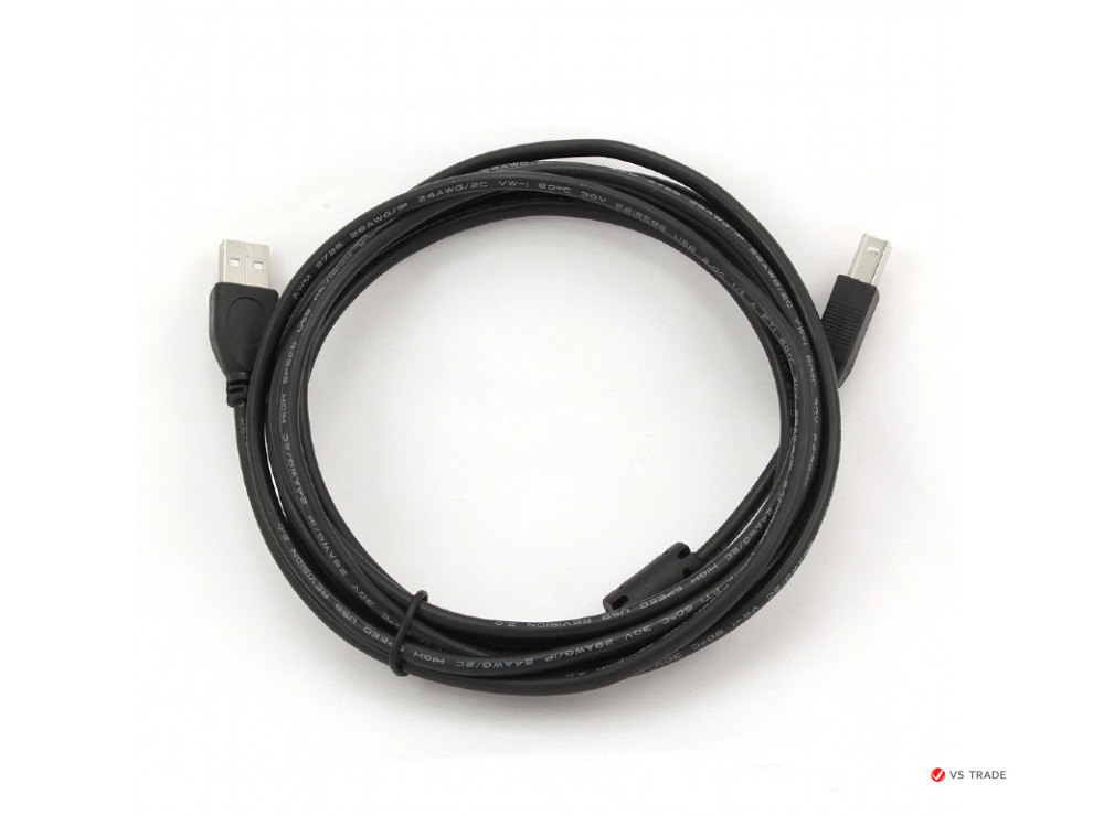 Кабель Gembird/Cablexpert USB 2.0 Pro, AM/BM, 3м, экран, феррит. кольцо, черный, пакет, CCP-USB2-AMBM-10 - фото 1 - id-p103676347