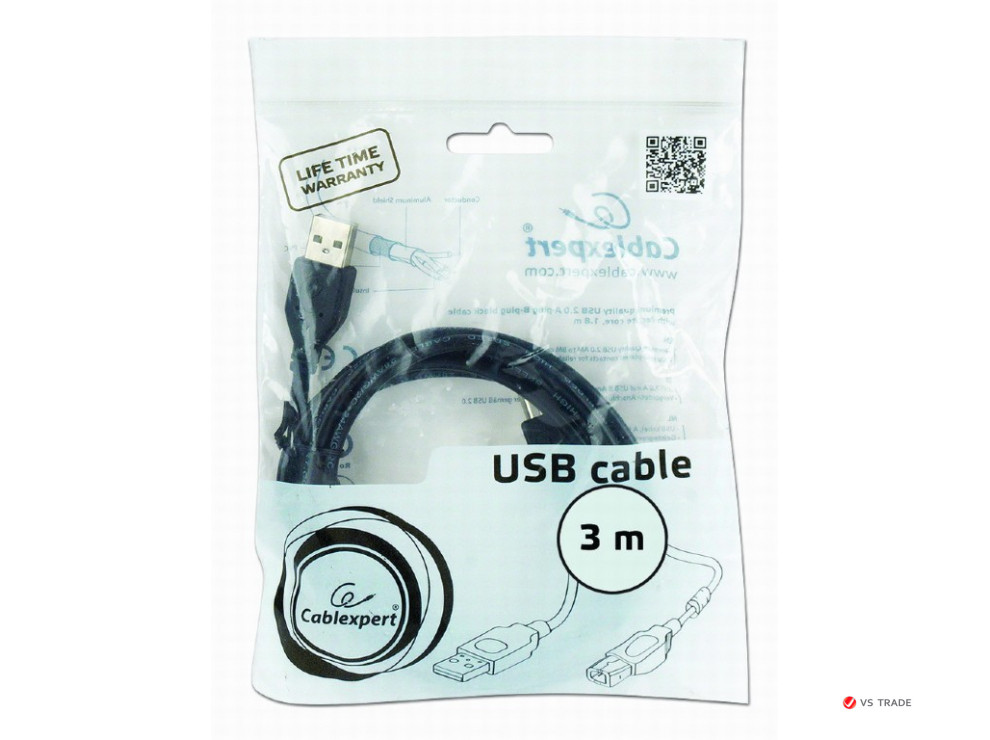 Кабель Gembird/Cablexpert USB 2.0 Pro, AM/BM, 3м, экран, феррит. кольцо, черный, пакет, CCP-USB2-AMBM-10 - фото 2 - id-p103676347