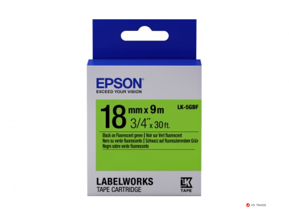 Лента Epson C53S655005 LK-5GBF Флуоресцентная лента 18мм,Зел./Черн., 9м - фото 1 - id-p103676526