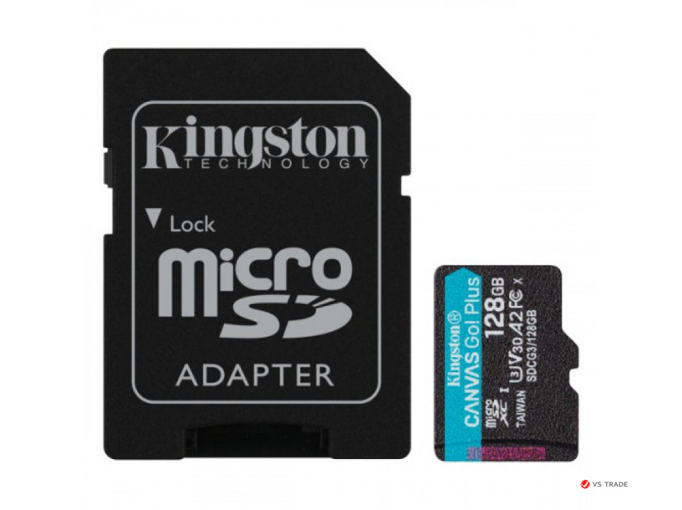 Карта памяти Kingston 128GB microSDXC Canvas Go Plus 170R/90W A2 U3 V30 Card No Adapter, SDCG3/128GBSP - фото 1 - id-p103676615