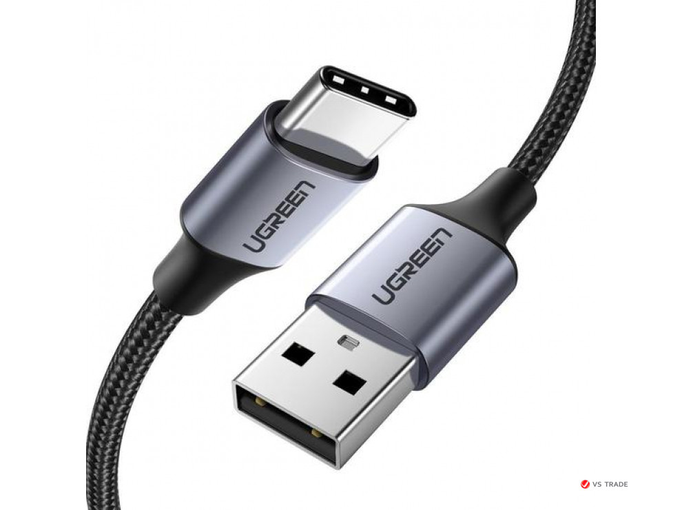 Кабель UGREEN US288 USB-A 2.0 to USB-C Cable Nickel Plating Aluminum Braid 0.5m (Black) - фото 1 - id-p103676815