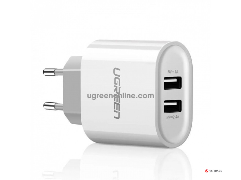 Зарядное устройство UGREEN CD104 Dual USB Wall Charger 3.4A EU (White), 20384 - фото 1 - id-p103676866