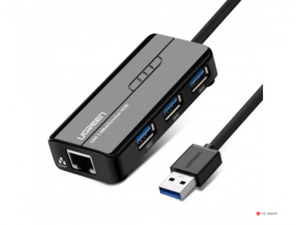 Конвертер сигнала UGREEN 20265 USB 3.0 Hub with Gigabit Ethernet Adapter - фото 1 - id-p103676877