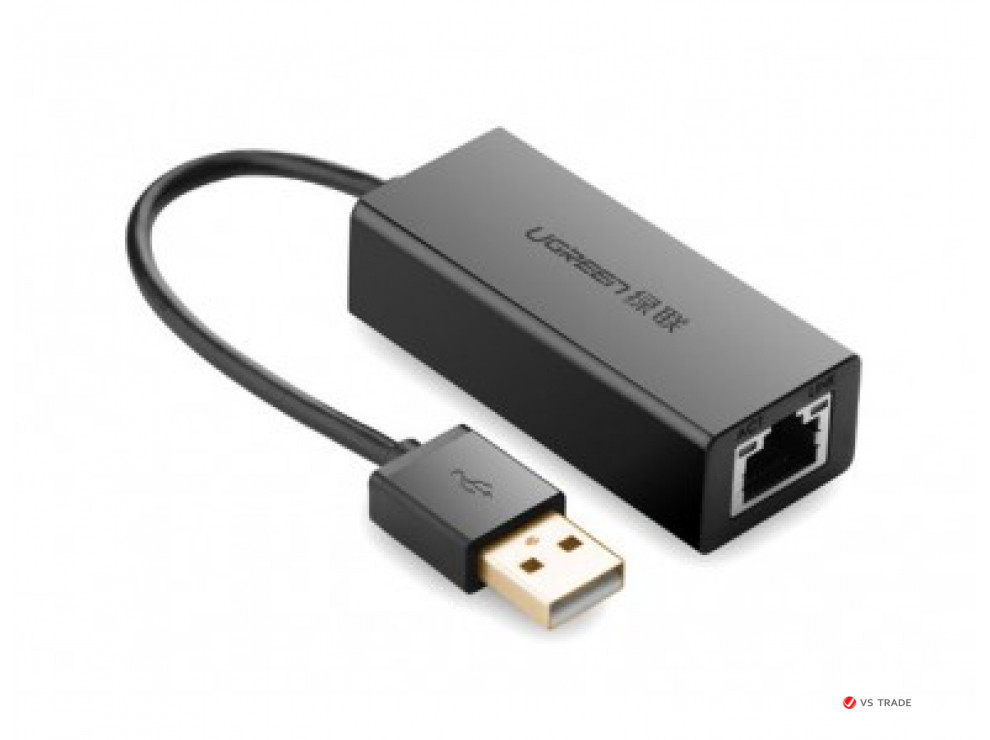 Конвертер сигнала UGREEN CR110 USB 2.0 10/100Mbps Ethernet Adapter (Black) - фото 1 - id-p103676880