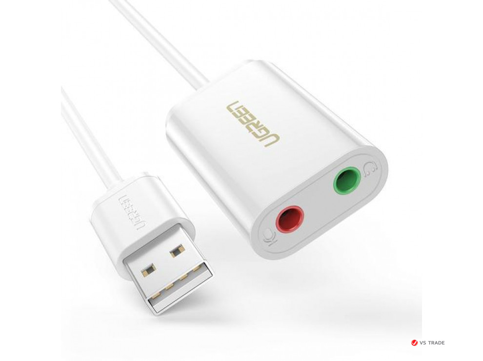 Адаптер звука UGREEN US205 USB 2.0 External Sound Adapter (White) - фото 1 - id-p103676884