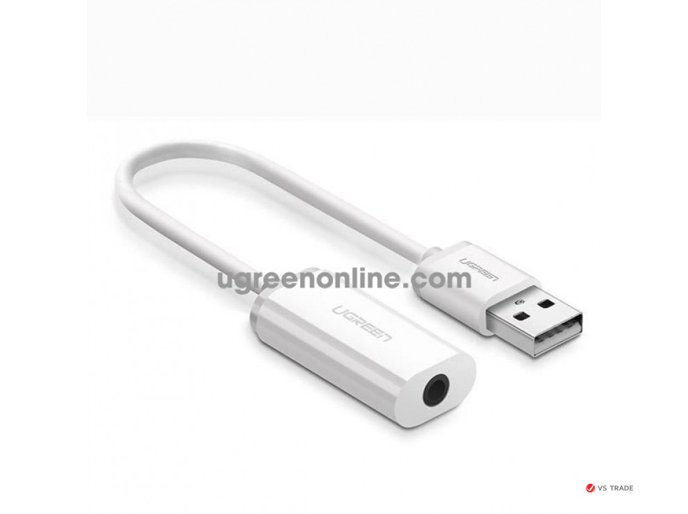 Адаптер стерео звука UGREEN US206 USB A Male to 3.5 mm Aux Cable (White) - фото 1 - id-p103676885