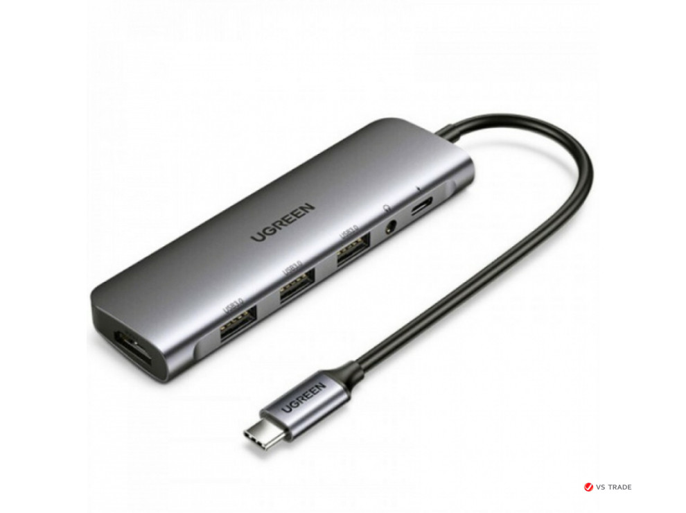 Конвертор сигнал UGREEN CM136 USB-C To HDMI+3*USB 3.0 A+ AUX3.5mm+PD Power Converter, 80132 - фото 1 - id-p103676896