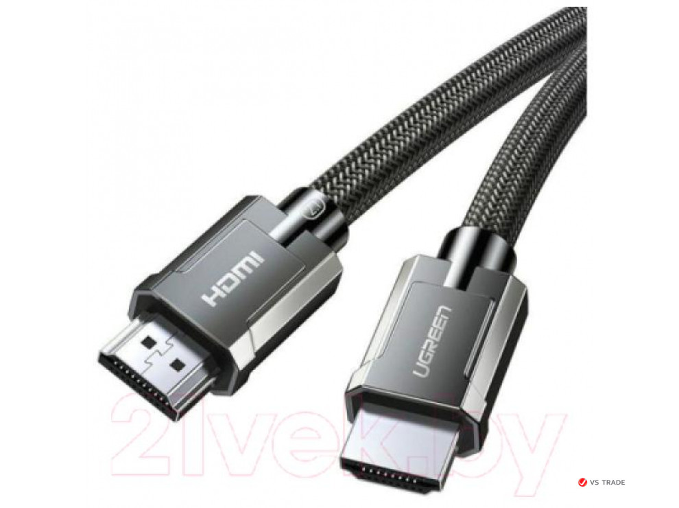 Кабель Ugreen HD135 8K HDMI M/M Round Cable with Braided, 1m, Gray, 70319