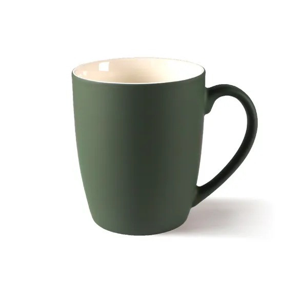 Кружка керамическая 350 мл с поверхностью Soft Touch Темно-зеленый, фото 1