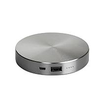 Универсальный аккумулятор "UFO" (6000mAh) в подарочной коробке,темно-серый,8,6х1,5 см,металл, Серебро, -,