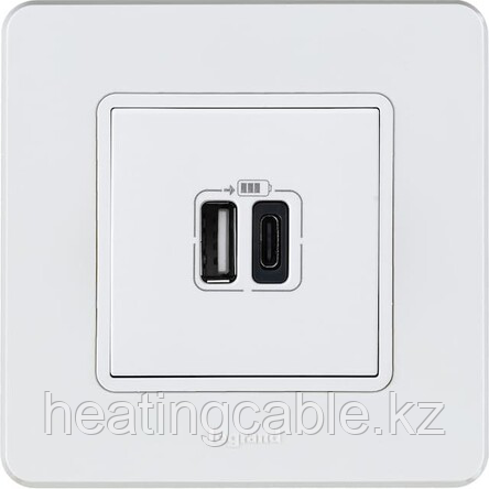 Зарядное устройство с двумя USB-разъёмами тип А/тип С (белый) INSPIRIA - фото 3 - id-p103682227