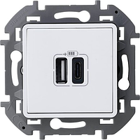 Зарядное устройство с двумя USB-разъёмами тип А/тип С (белый) INSPIRIA