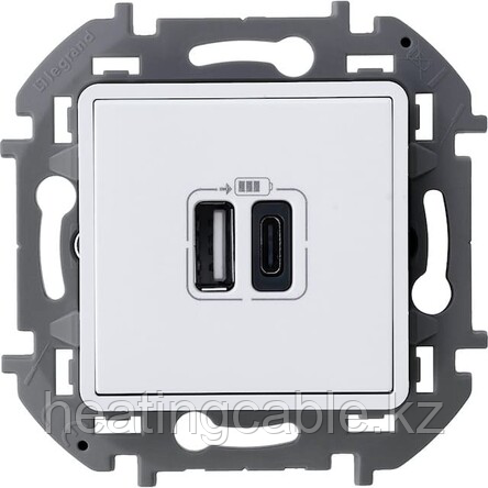 Зарядное устройство с двумя USB-разъёмами тип А/тип С (белый) INSPIRIA - фото 1 - id-p103682227