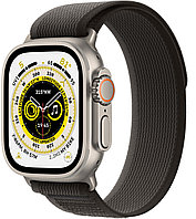 Apple Watch Ultra смарт-сағаты Титаннан жасалған корпус, қара/сұр түсті Trail бауы