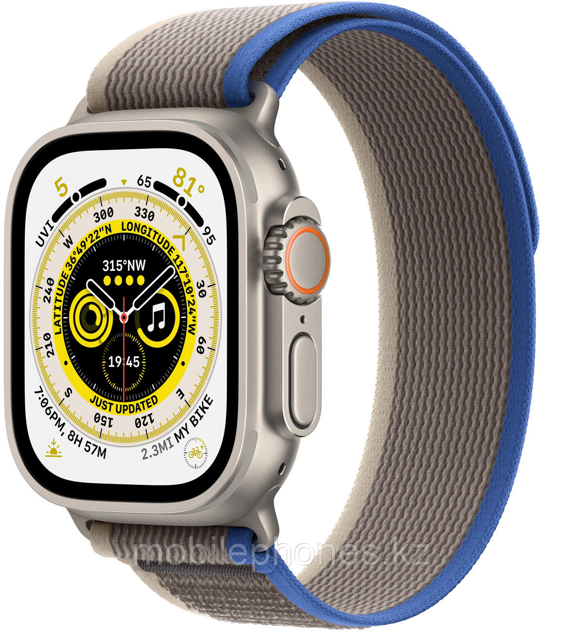 Apple Watch Ultra Корпус из титана, ремешок Trail синего/серого цвета