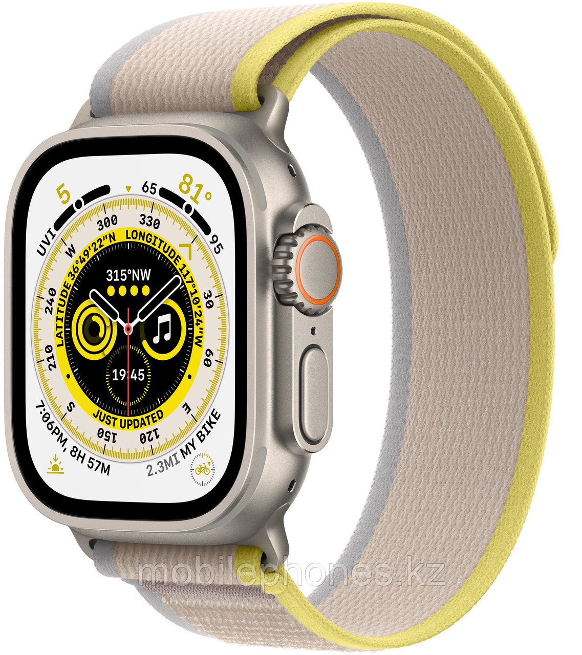 Apple Watch Ultra Корпус из титана, ремешок Trail желтого/бежевого цвета