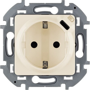 Розетка электрическая с USB механизм (слоновая кость) INSPIRIA, фото 1