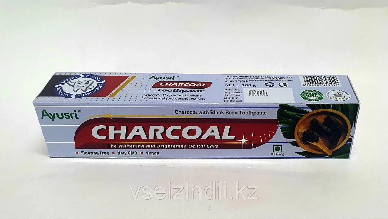 Зубная паста с углём, Charcoal Toothpaste AYUSRI, 100 гр.