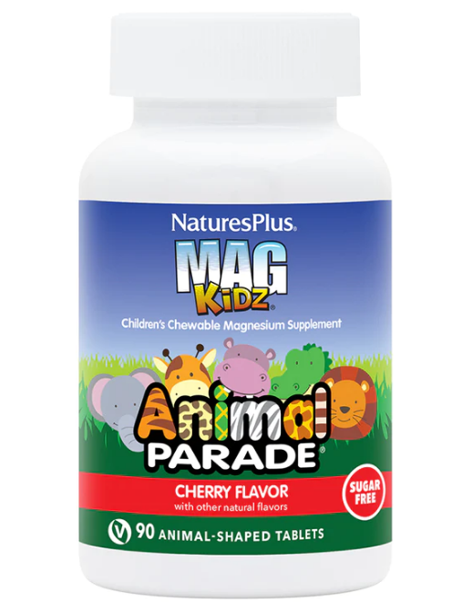 Nature's Plus, Animal Parade, MagKidz, магний для детей, натуральный вишневый вкус, 90 таблеток в форме живот