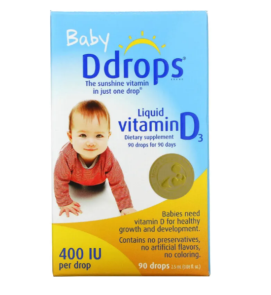 Ddrops, жидкий витамин D3 для детей, 400 МЕ, 90 капель, 2,5 мл (0,08 мл) - фото 1 - id-p103704929