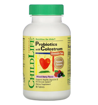 ChildLife, Пробиотик с молозивом, смесь ягод, 90 жевательных таблеток