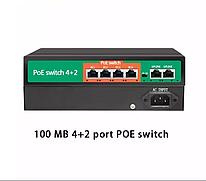 PoE коммутатор 4 порта + 2 UpLink, 10/100 Мбит/с