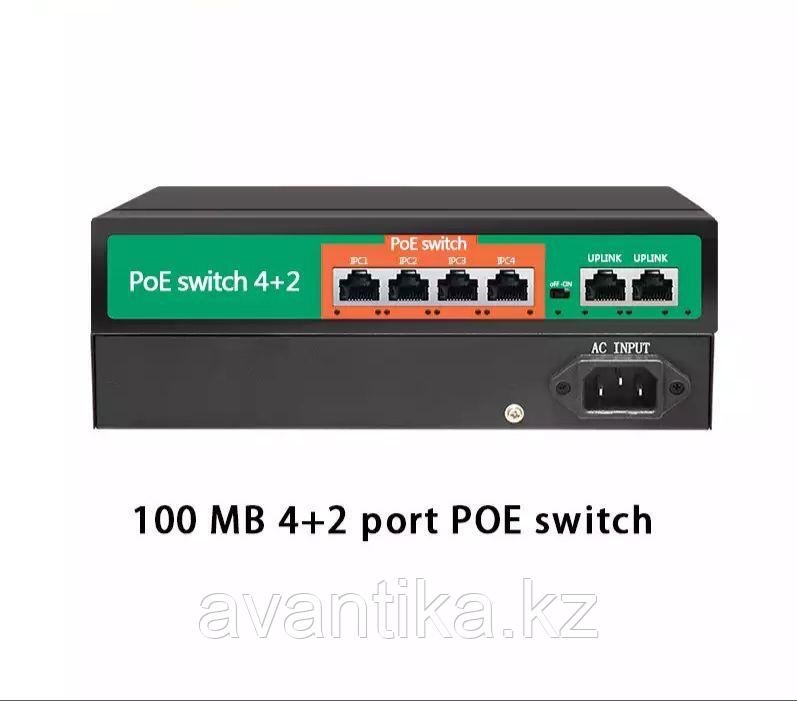 PoE коммутатор 4 порта + 2 UpLink, 10/100 Мбит/с - фото 1 - id-p103713538