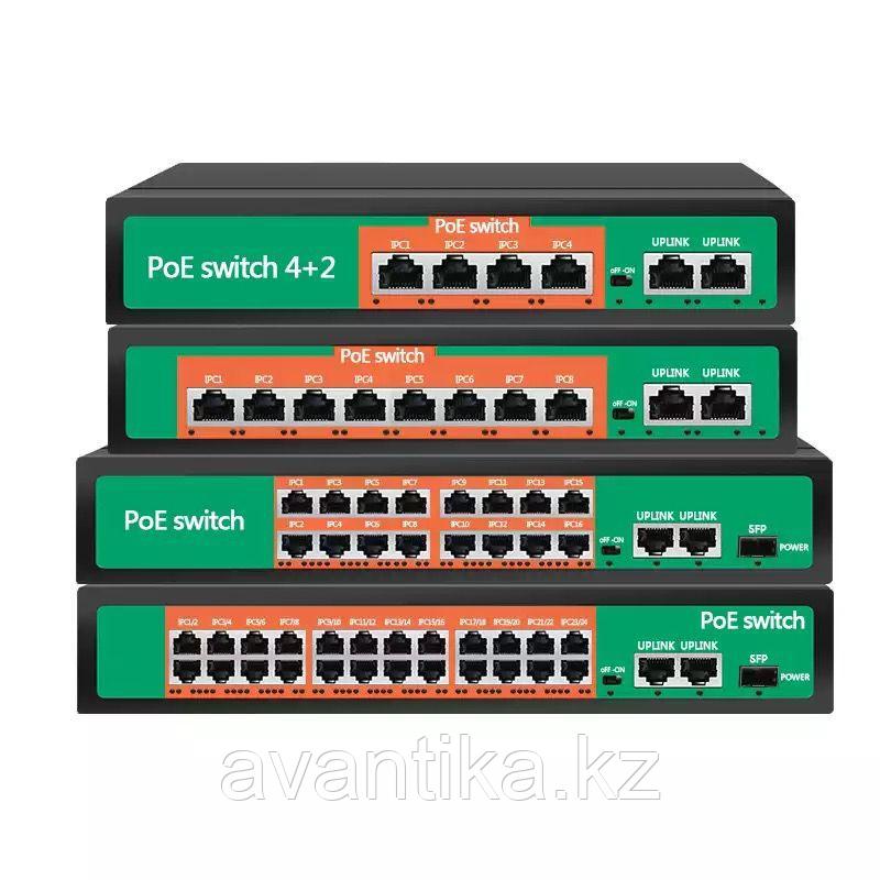 PoE коммутатор 4 порта + 2 UpLink, 10/100 Мбит/с - фото 2 - id-p103713538