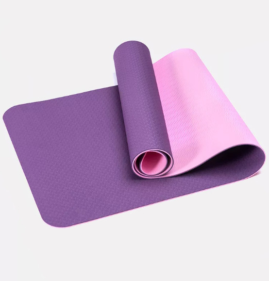 Коврик для йоги и фитнеса 183*61*0,6 TPE двухслойный (фиолетовый/розовый) SF 0402 - фото 1 - id-p103719277