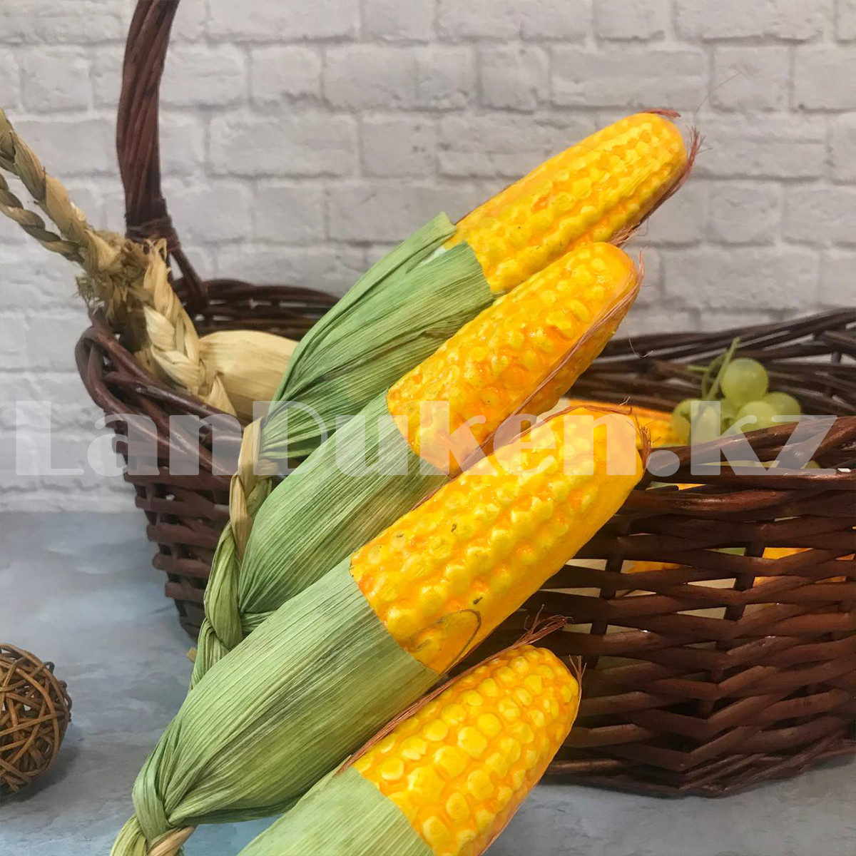 Искусственная кукуруза декоративный муляж зеленый 30 см - фото 4 - id-p103713605