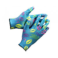 Перчатки GRINDA садовые, прозрачное нитриловое покрытие, размер S-M, синие
