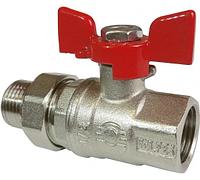 Кран шаровой PREMIUM с амер. прямой НИКЕЛЬ 15 (1/2") ВР/НР бабочка VALFEX (56/14)