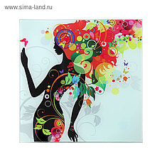 Картина на стекле "Девушка в цветах (листья)" 30*30см, фото 3