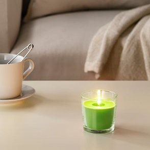 SINNLIG СИНЛИГ Ароматическая свеча в стакане, Яблоко и груша/зеленый, 7.5 см, фото 2