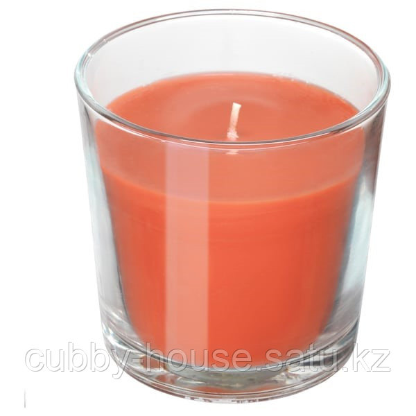 SINNLIG СИНЛИГ Ароматическая свеча в стакане, Персик и апельсин/оранжевый, 7.5 см