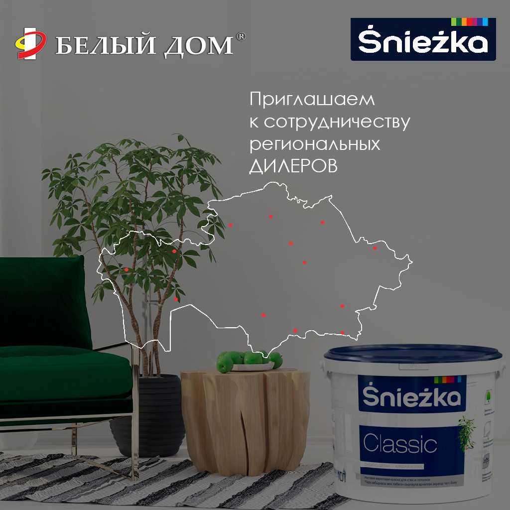 Краска водоэмульсионная СНЕЖКА (Śnieżka) Classic для стен и потолков ...