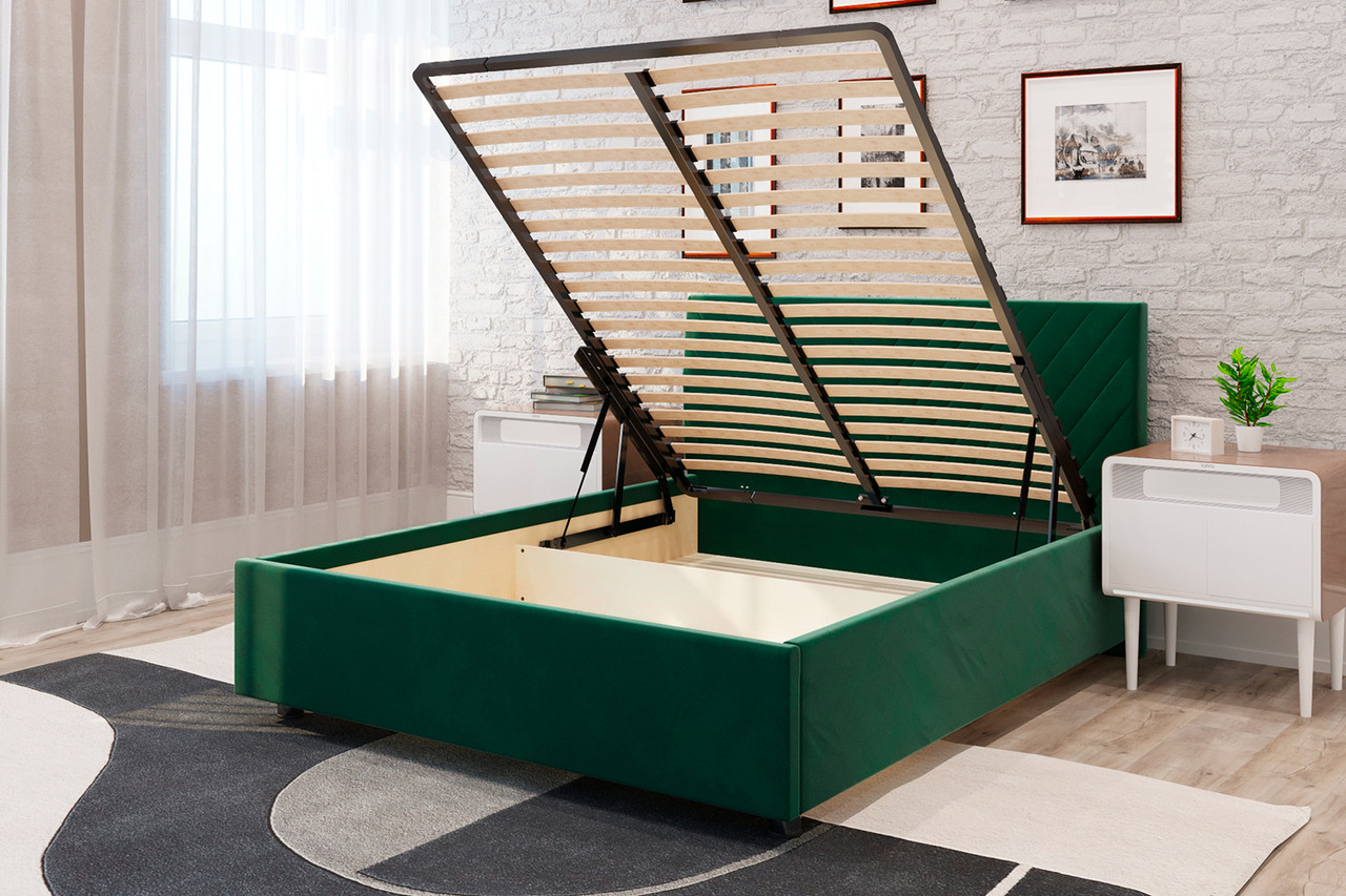 Кровать с подъёмным механизмом Victori, Зелёный 160х200 см - фото 4 - id-p103769693