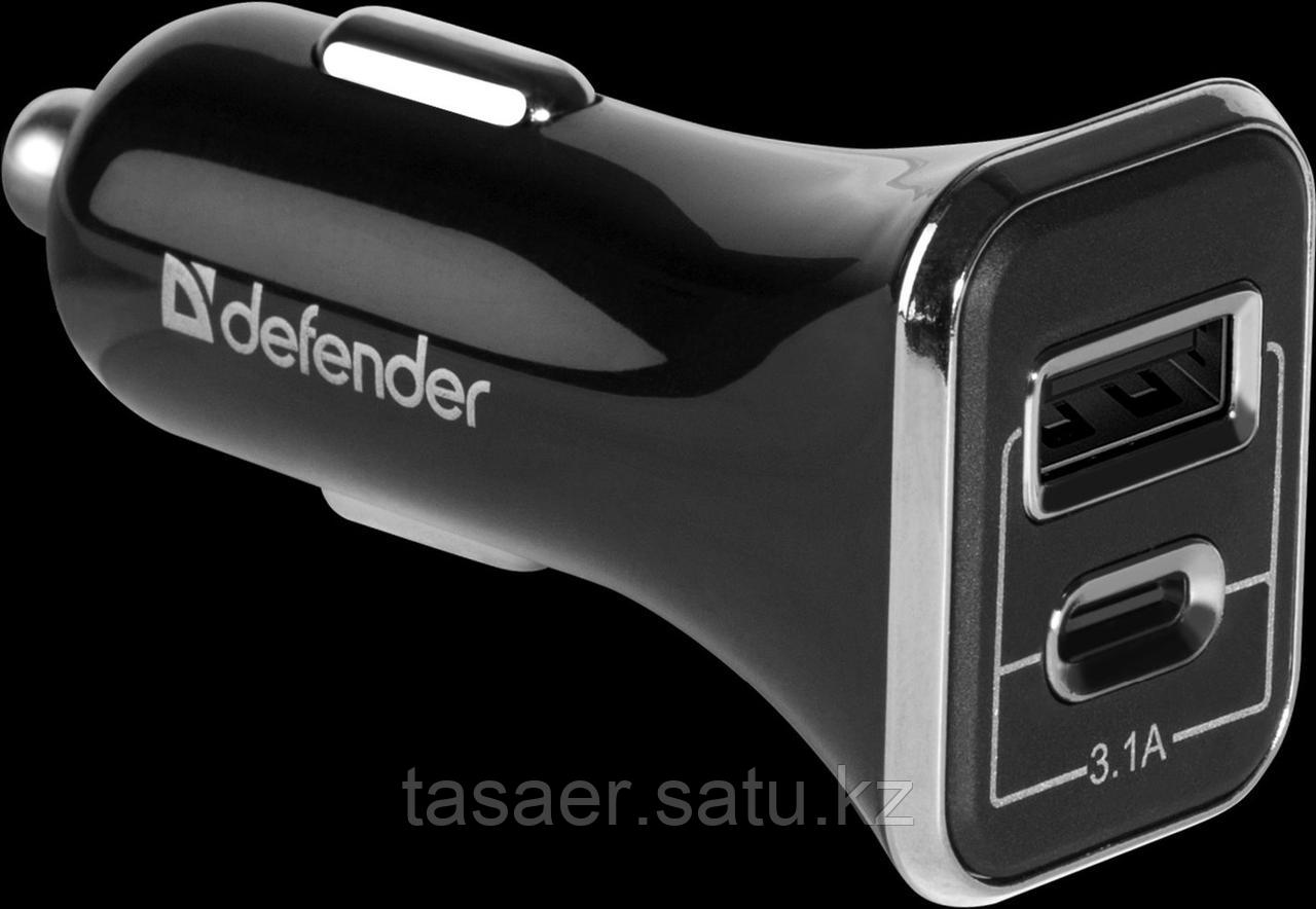 Автомобильный адаптер Defender UCC-33 USB+Type-C, 5V/3.1А, кабель - фото 2 - id-p103770899