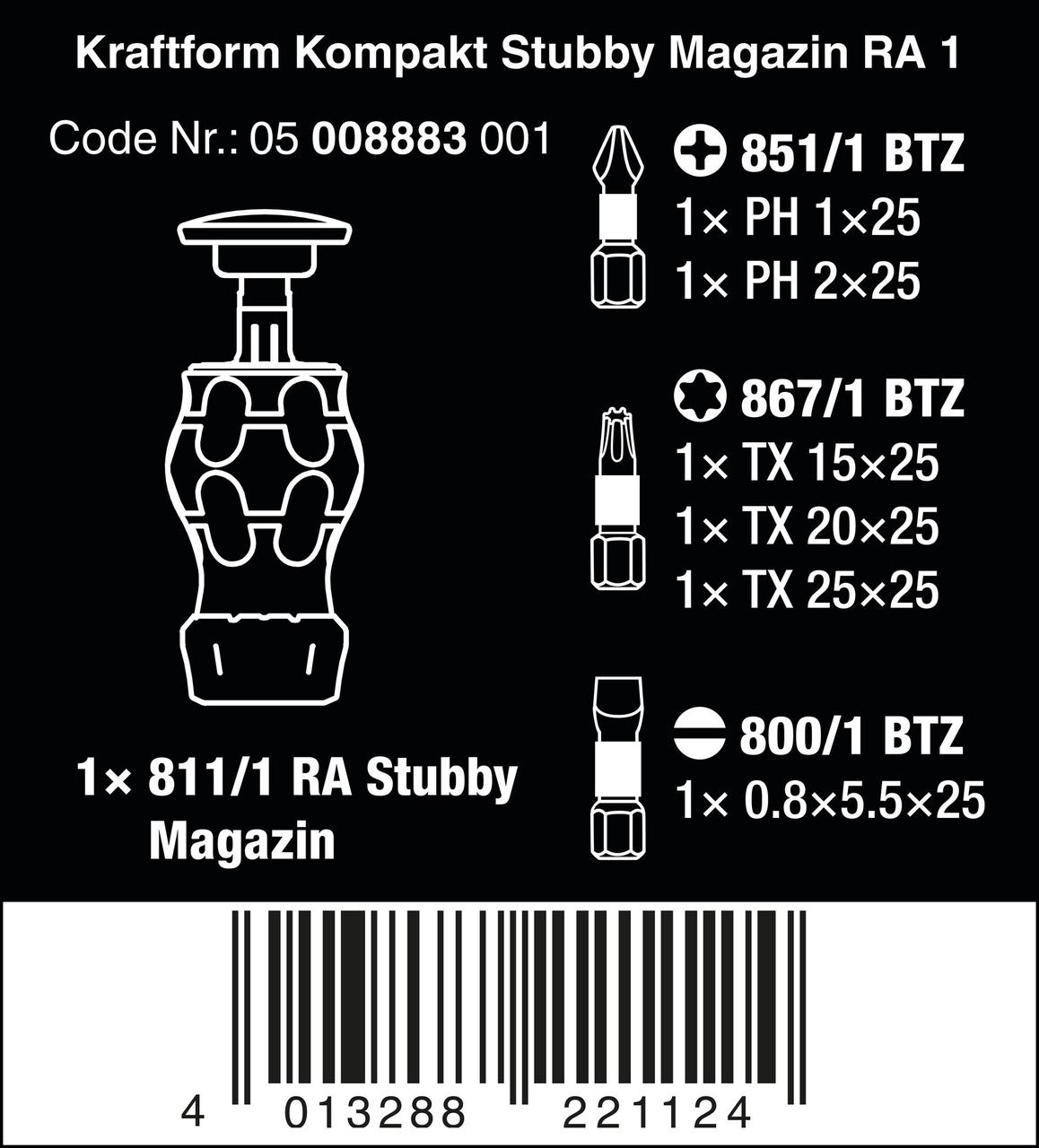 Набор Wera Kraftform Kompakt магазин Stubby RA 1 05008883001 - фото 2 - id-p103772020