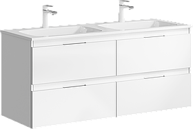 Тумба подвесная «ACCENT» 120см с умывальником Malaga 1200 Duet (цвет: белый)