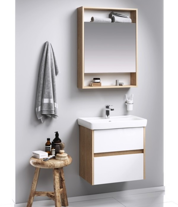 Подвесная тумба «CITY» 60см в цвете дуб балтийский с умывальником MODUO ...