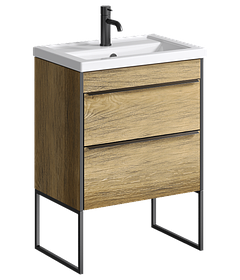 Напольная тумба «FARGO» 60см в цвете дуб балтийский с умывальником Фостер 600