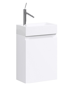 Подвесная тумба «LEON-MP» 40см в белом глянцевом цвете с умывальником Unam 220