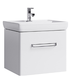 Подвесная тумба «NEO» 60см в белом глянцевом цвете с умывальником Дрея Q60