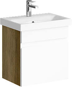 Подвесная тумба «SMART» 50см в цвете дуб балтийский с умывальником MODUO SLIM 50