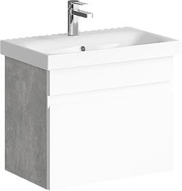 Подвесная тумба «SMART» 60см в цвете бетон светлый с умывальником MODUO SLIM 60