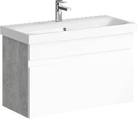 Подвесная тумба «SMART» 80см в цвете бетон светлый с умывальником MODUO SLIM 80